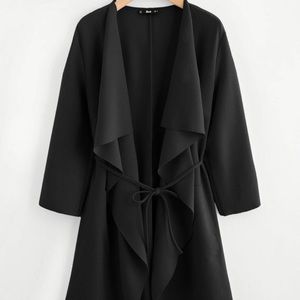 Waterfall collar front wrap coat